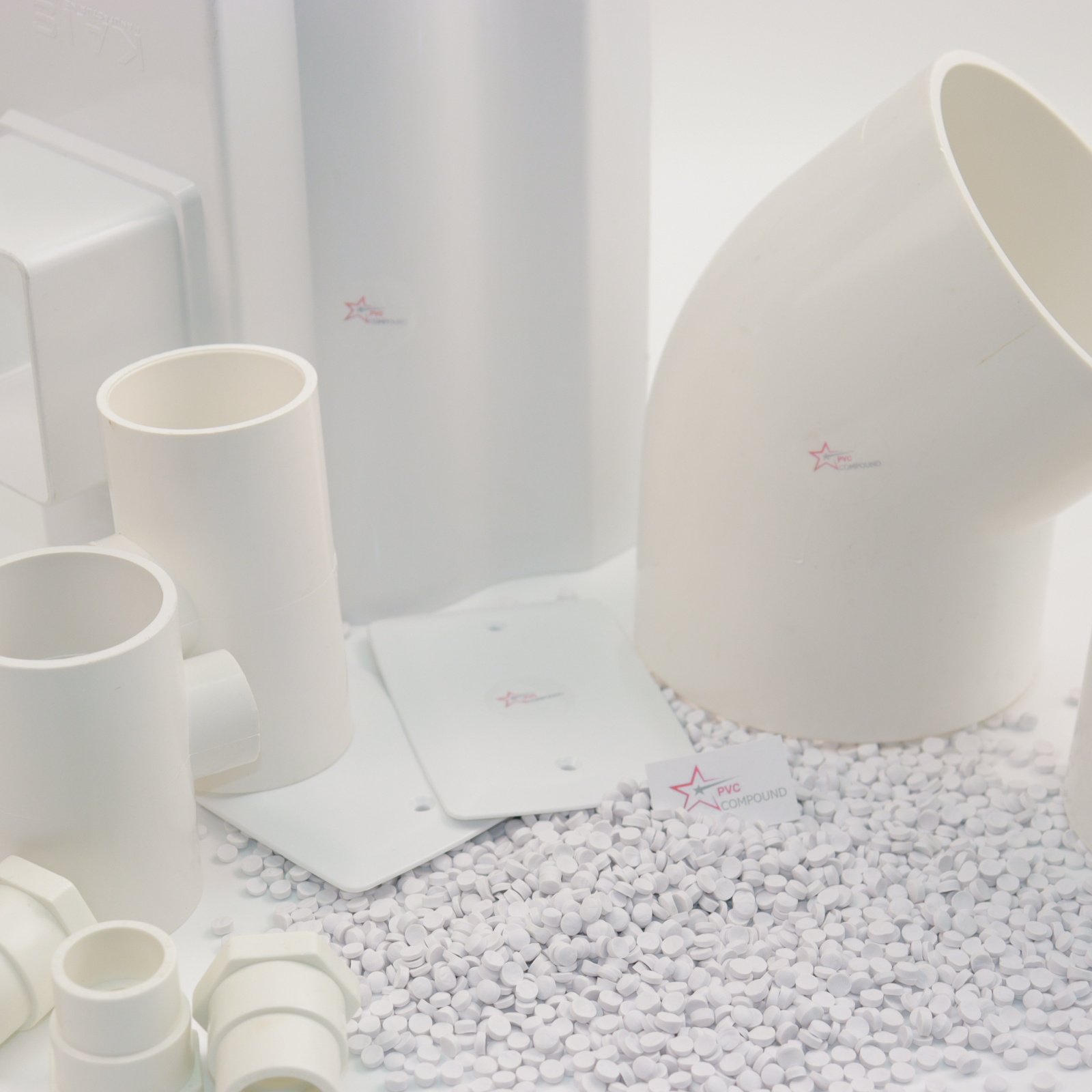 A pile of uniform, high-quality PVC granules ready for production