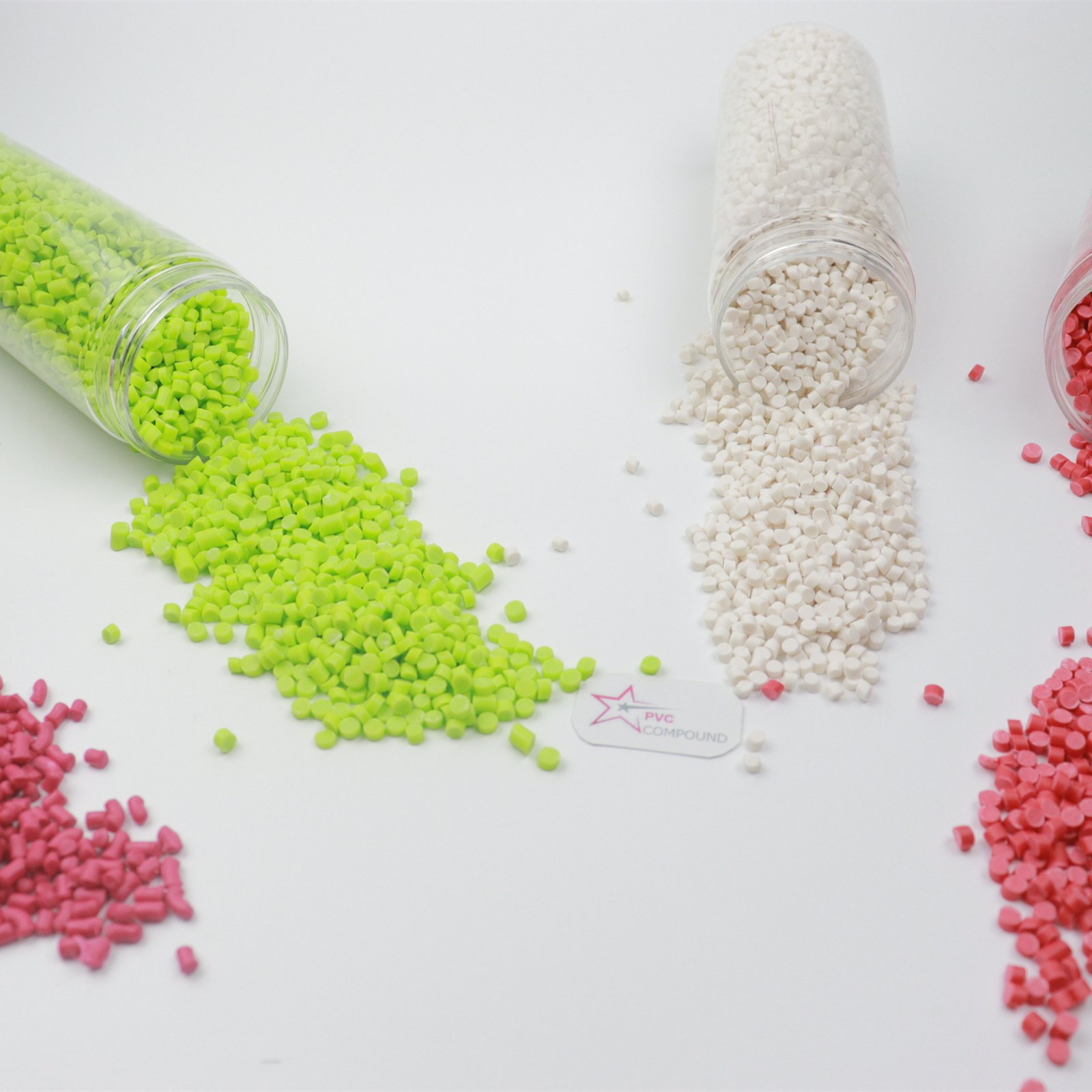 A colorful array of soft PVC compound granules