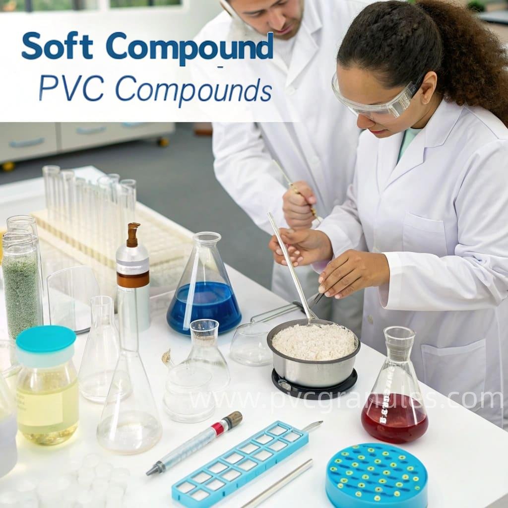 A technician adjusting the formulation of PVC compounds