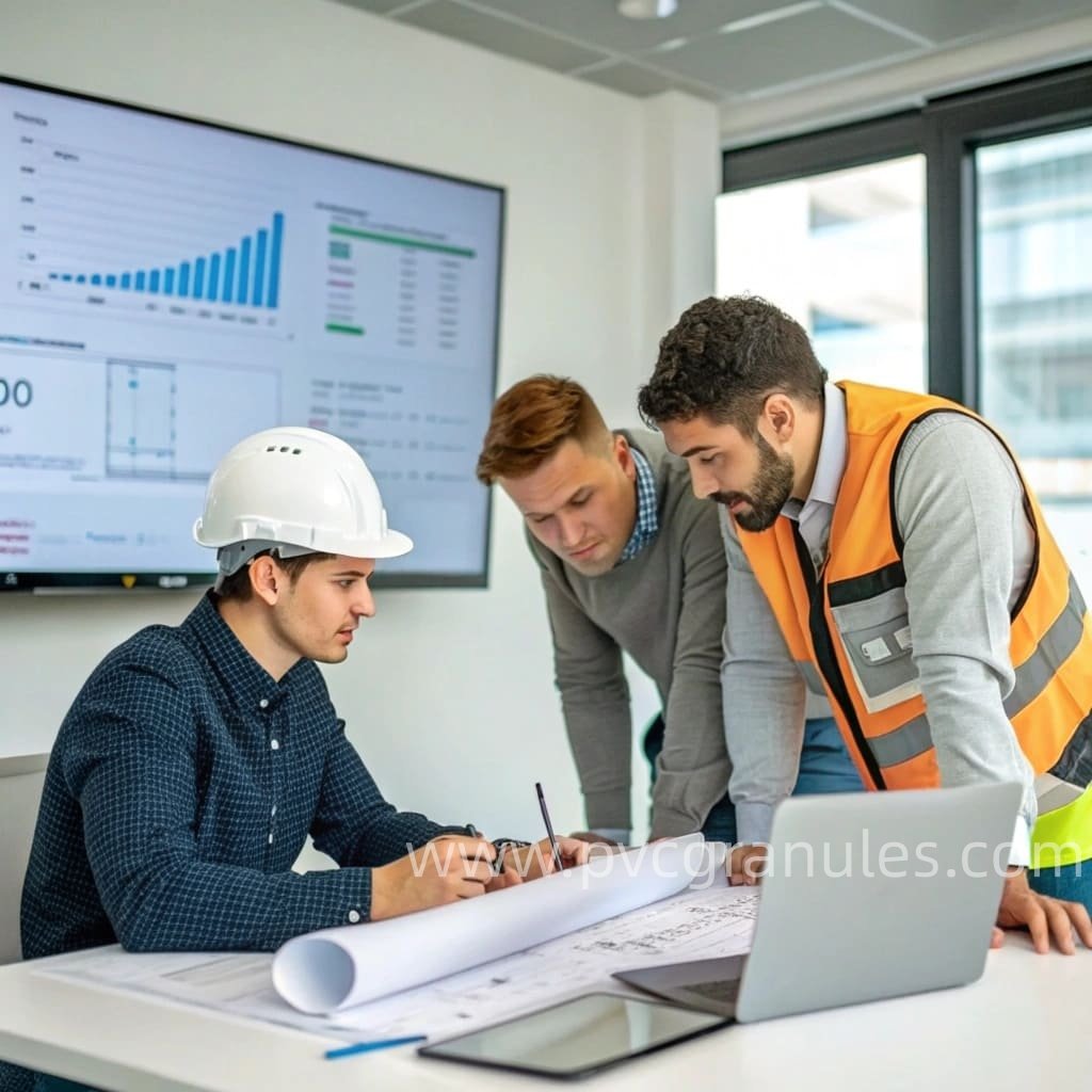 An engineer discussing a custom PVC compound formulation with a client