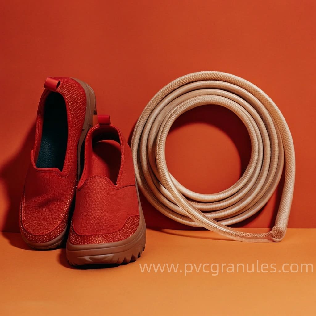 Flexible PVC hoses and shoe soles