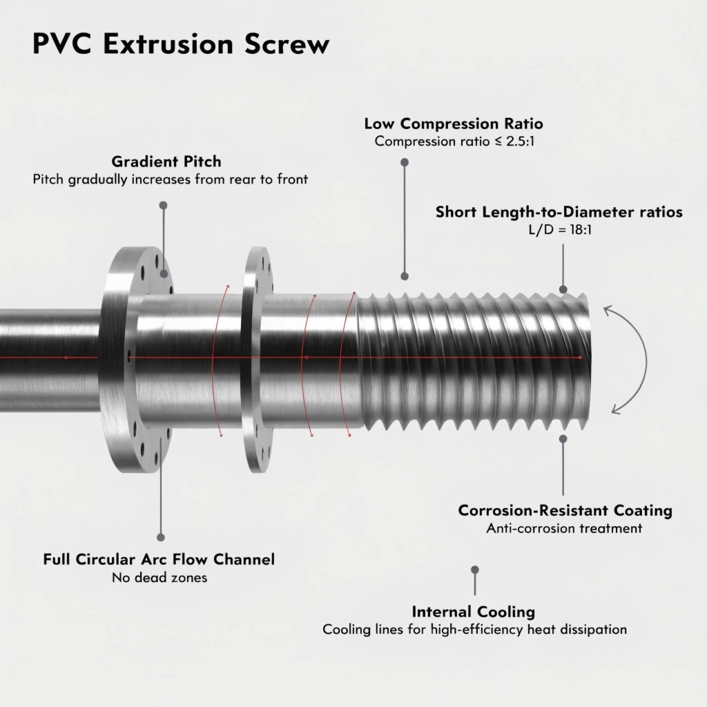 PVC screw design features